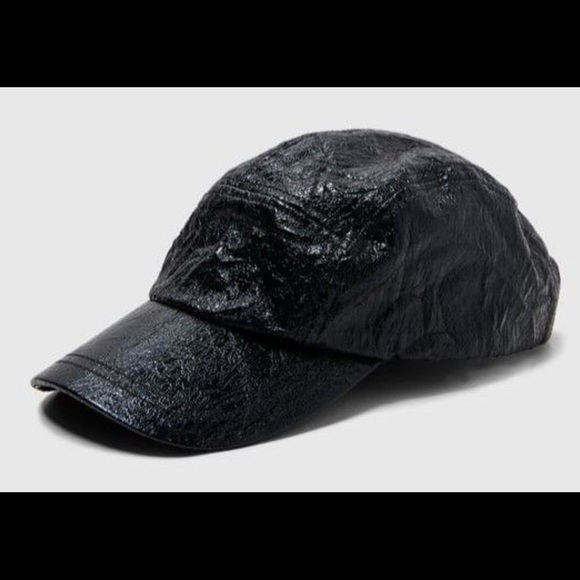 Zara Accessories - Zara Black Crinkle Baseball Cap Hat Adjustable